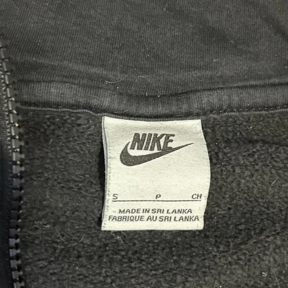 Nike Black Full-Zip Hooded Sweatshirt with White Swoosh Mens Small - Picture 4 of 7